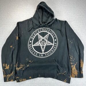 Blackcraft Cult Pentagram Hoodie Bleached Distressed Graphic Sweatshirt L